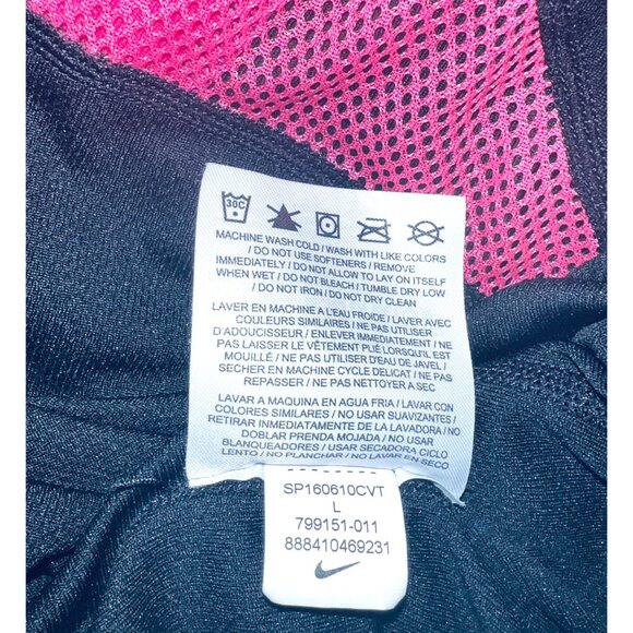 Nike Dri-Fit Long Sleeve Black Top Pink Mesh Detail Large - Picture 5 of 6
